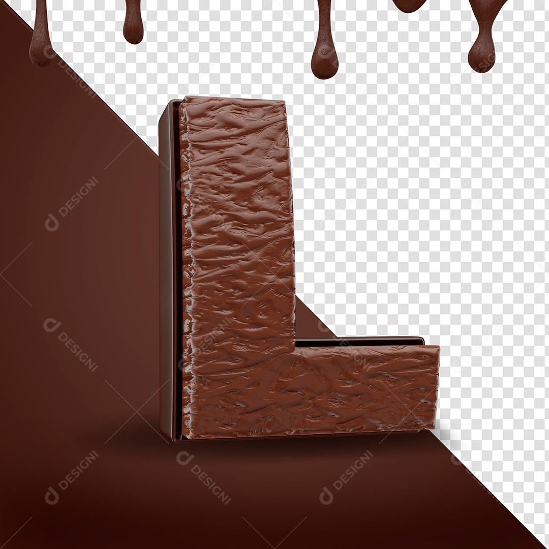 Letra L Textura De Chocolate Elemento 3D Para Composição PSD