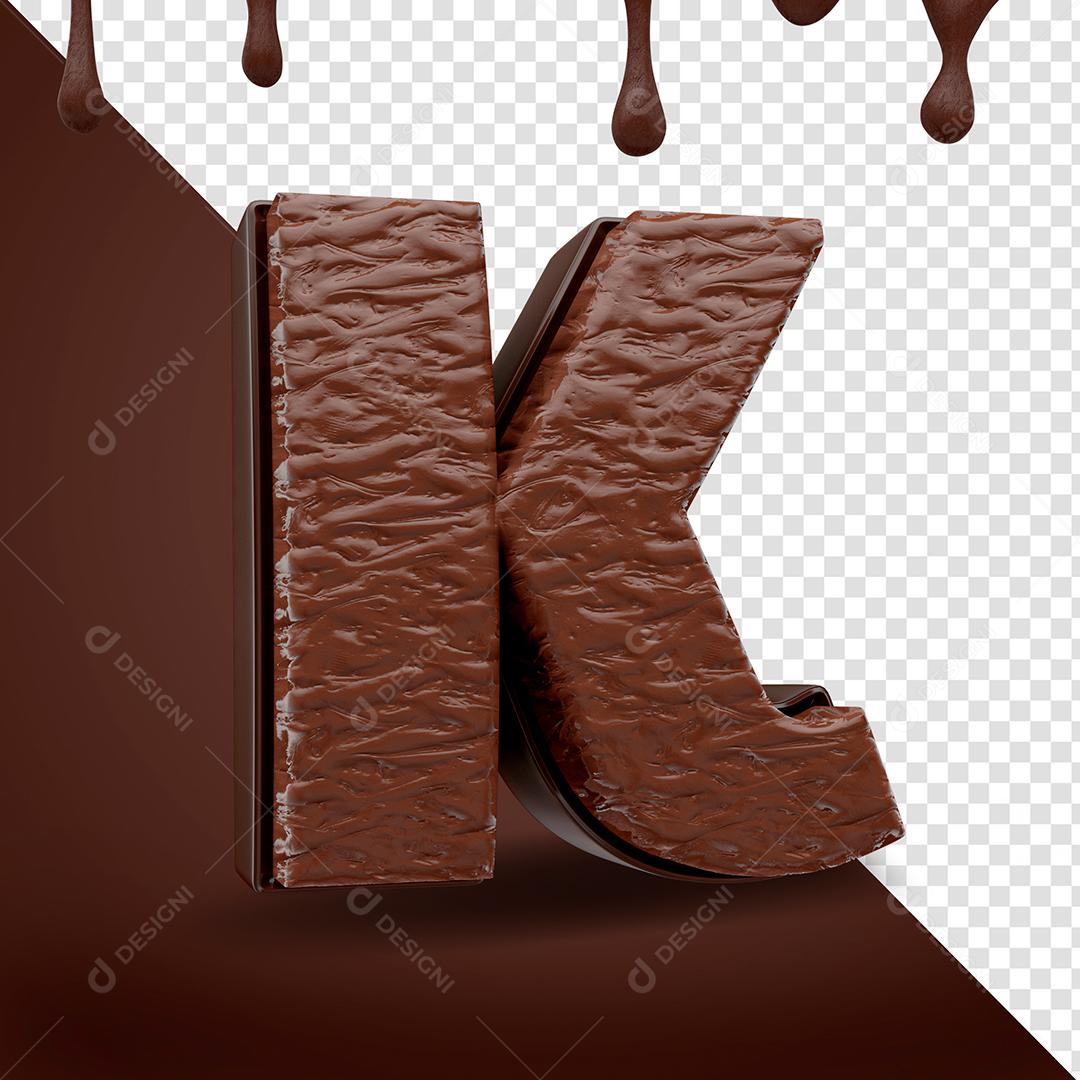 Letra K Textura De Chocolate Elemento 3D Para Composição PSD