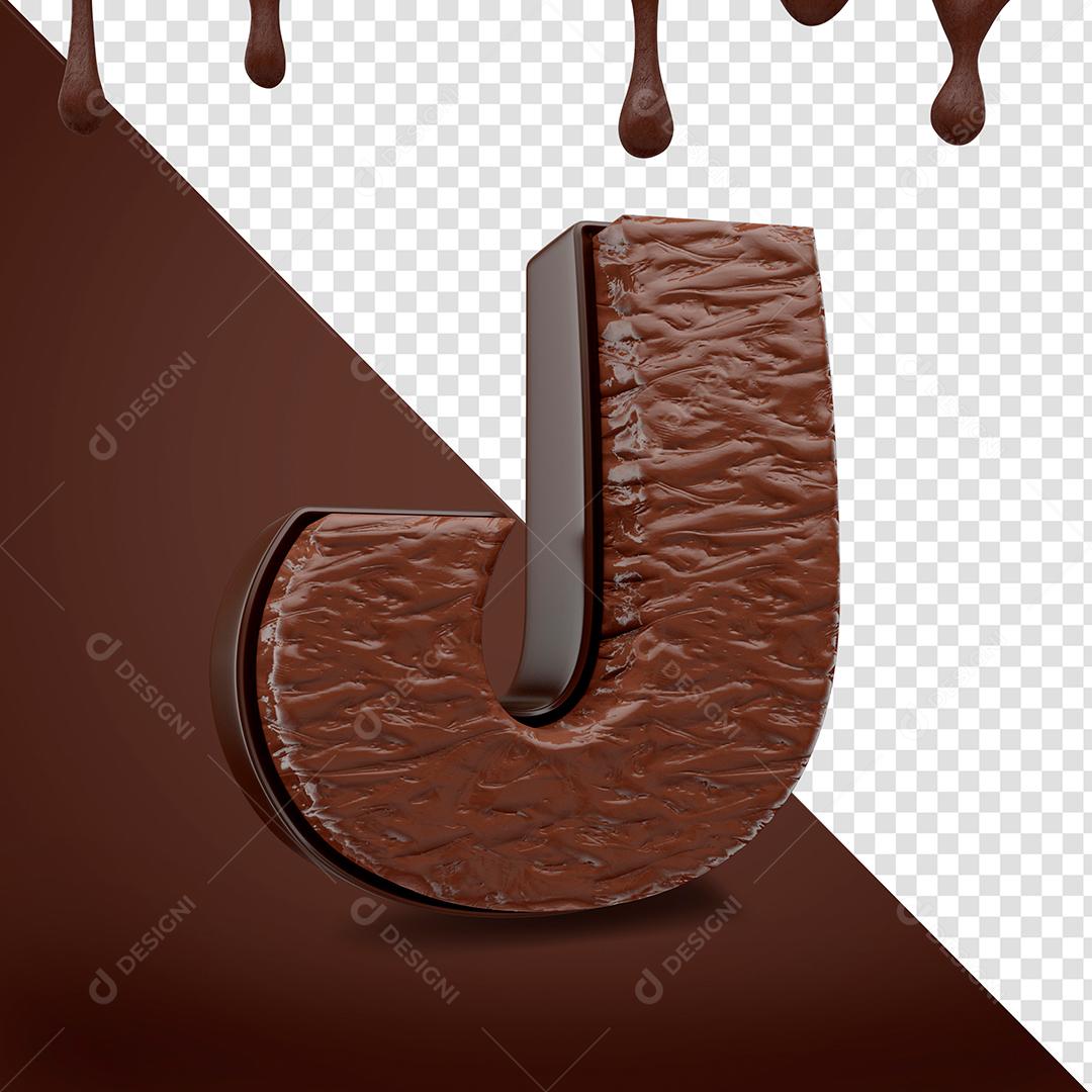 Letra J Textura De Chocolate Elemento 3D Para Composição PSD