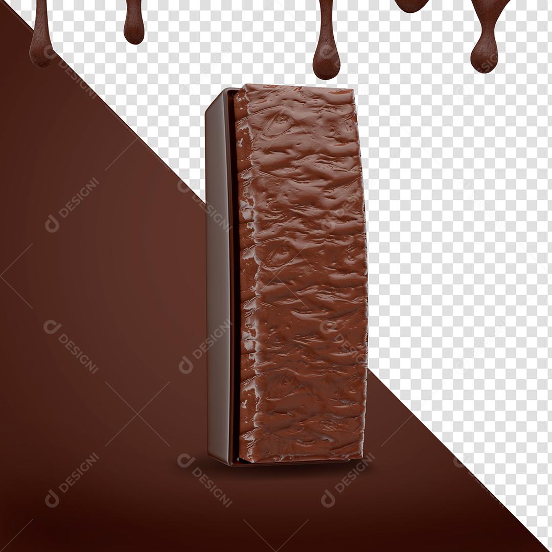 Letra I Textura De Chocolate Elemento 3D Para Composição PSD