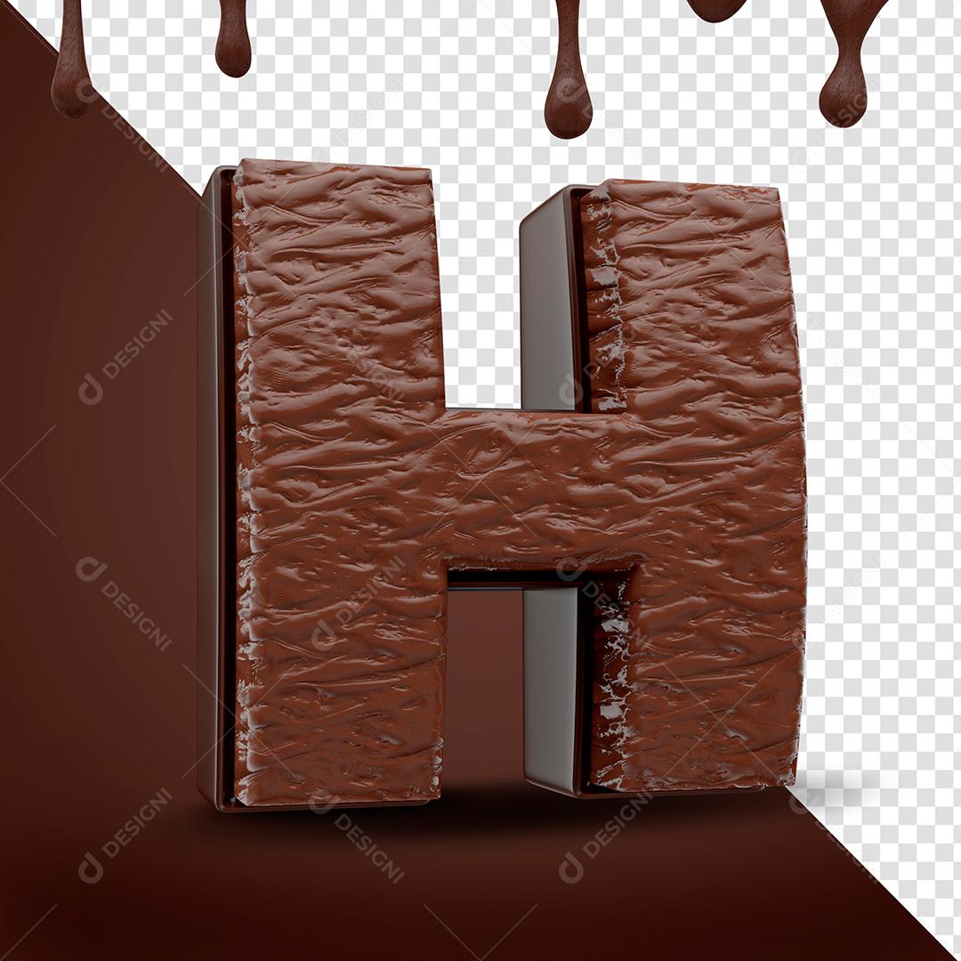 Letra H Textura De Chocolate Elemento 3D Para Composição PSD