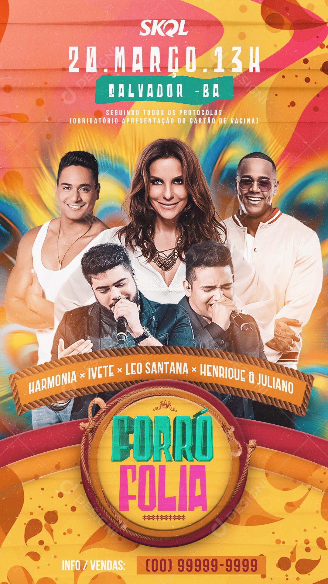 Flyer Forró Folia Ivete Sangalo Carnaval Social Media PSD Editável