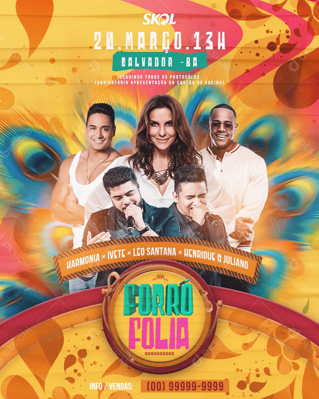 Flyer Forró Folia Ivete Sangalo Carnaval Social Media PSD Editável