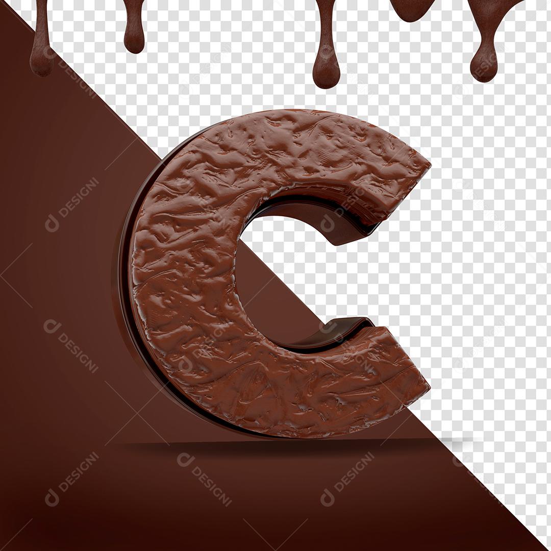 Letra C Textura De Chocolate Elemento 3D Para Composição PSD