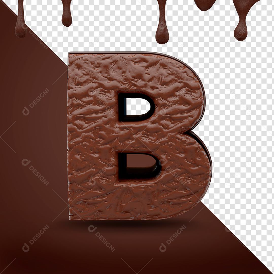 Elemento 3D Letra B Textura De Chocolate Para Composição PSD