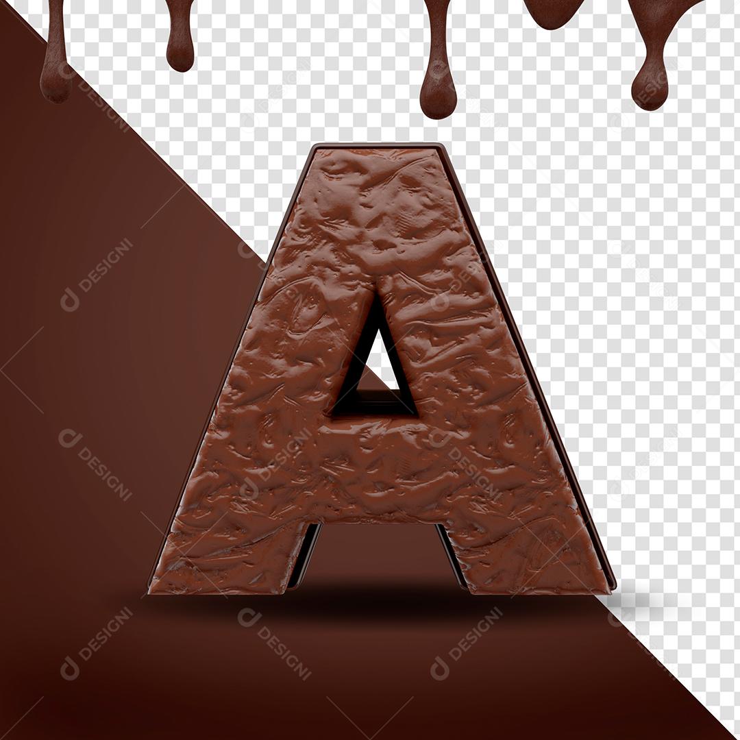 Elemento 3D Letra A Textura De Chocolate Para Composição PSD