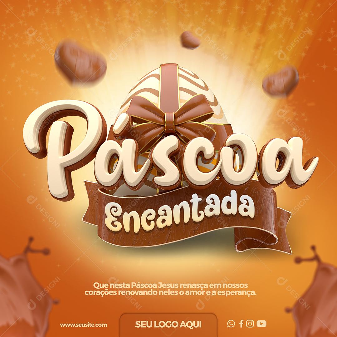 Selo 3D Páscoa Encantadora Para Composição PSD