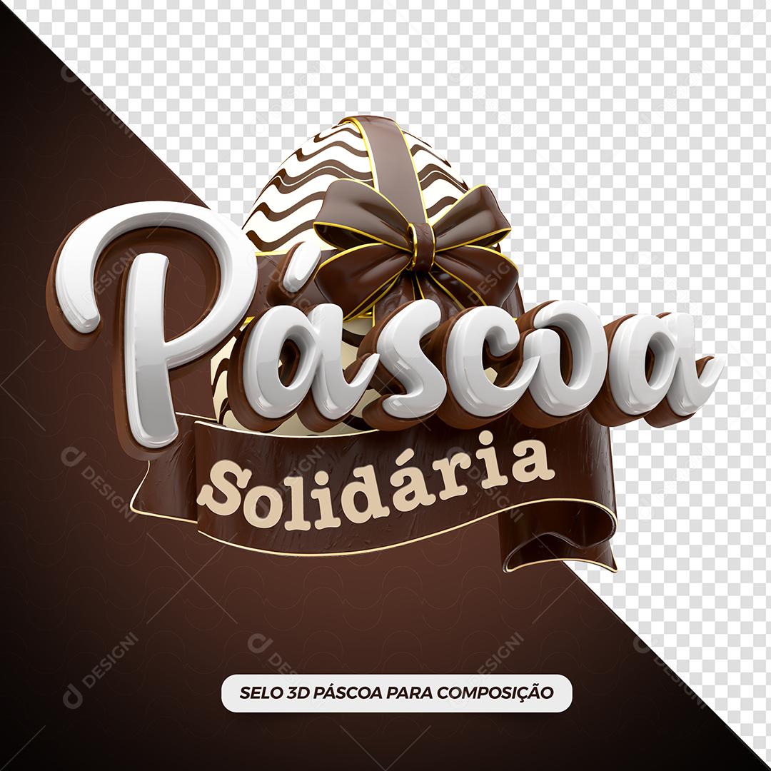 Selo 3D Páscoa Solidária Para Composição PSD