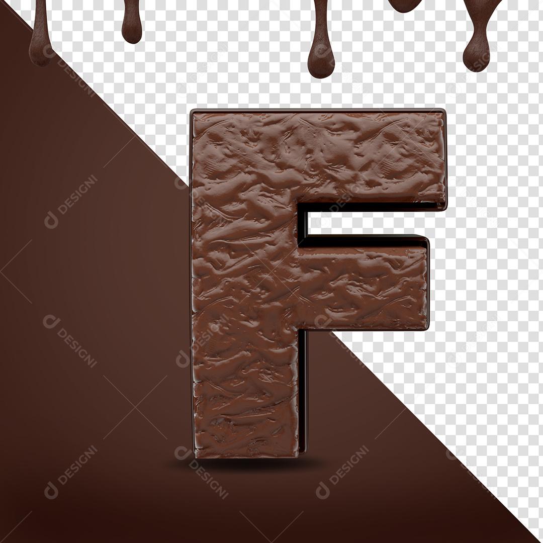 Letra F Textura De Chocolate Elemento 3D Para Composição PSD