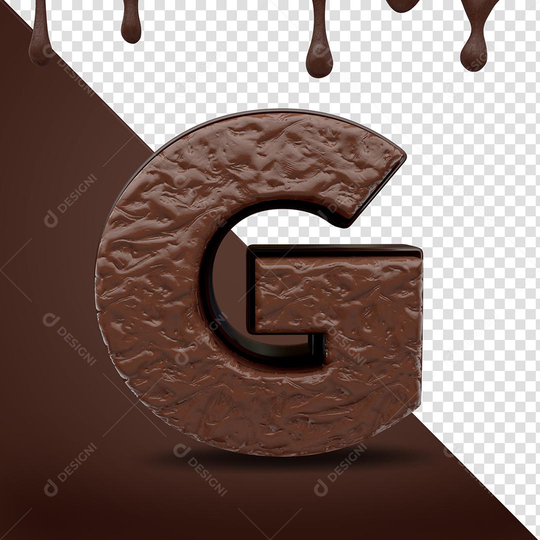 Elemento 3D Letra G Textura De Chocolate Para Composição PSD
