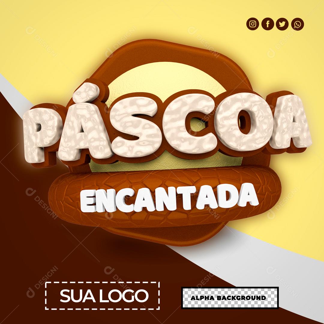Selo 3D Para Composição Páscoa Encantada PSD Editável
