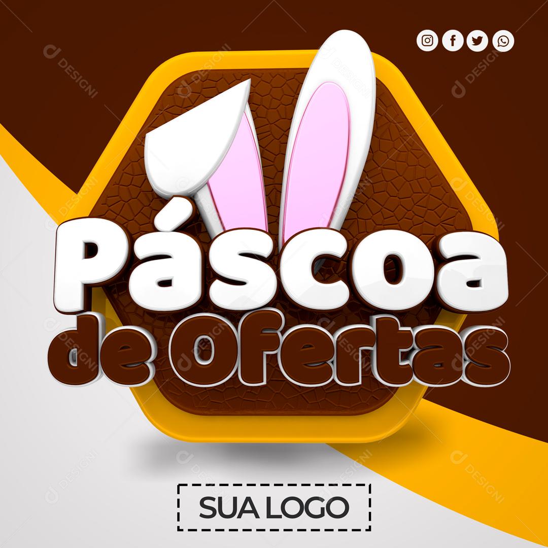 Selo 3D Para Composição Páscoa De Ofertas PSD Editável