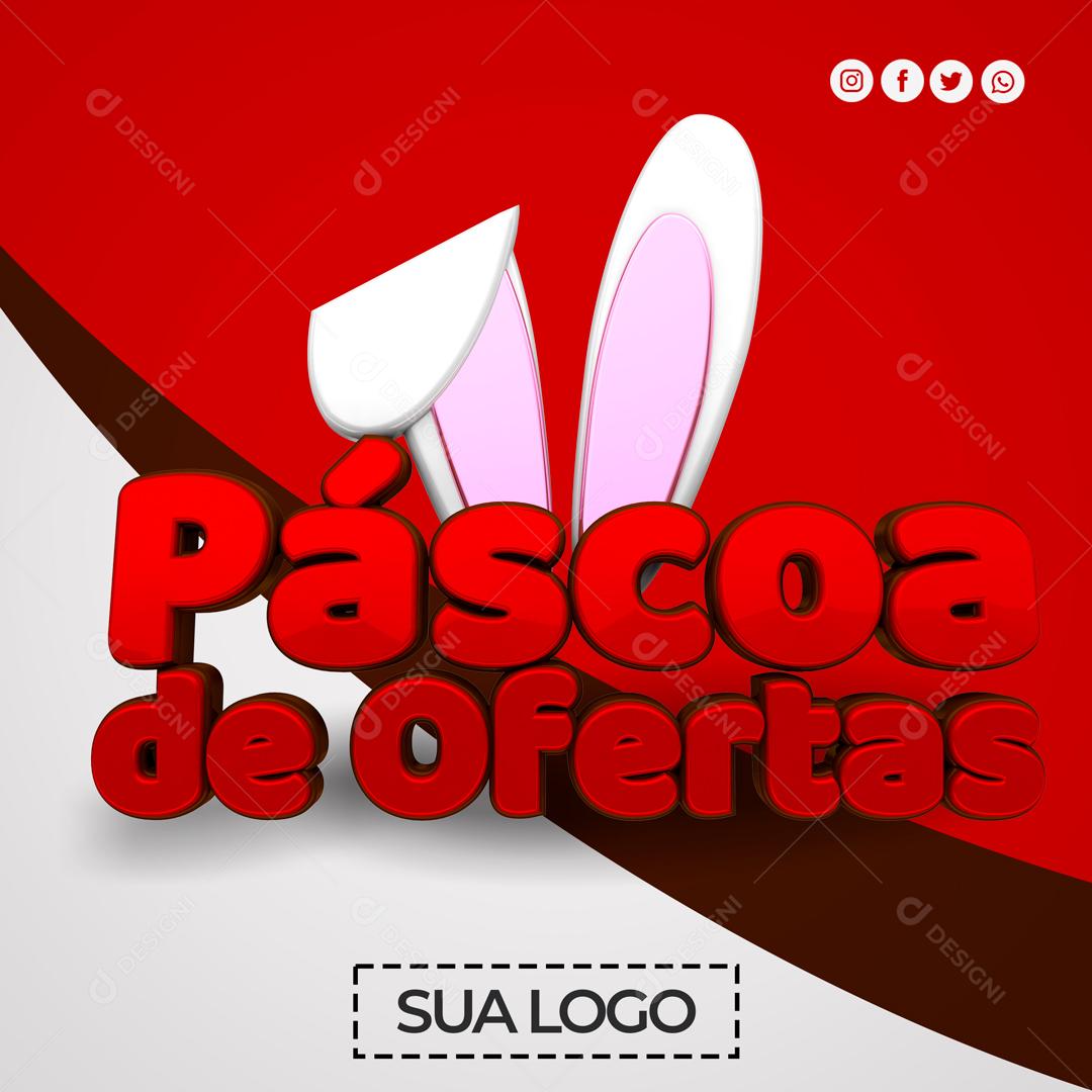 Selo 3D Para Composição Páscoa De Ofertas PSD Editável