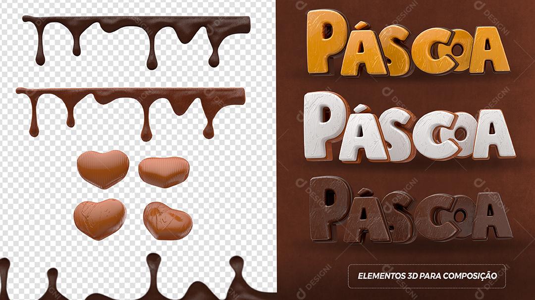 Elemento 3D Páscoa De Chocolate Para Composição PSD
