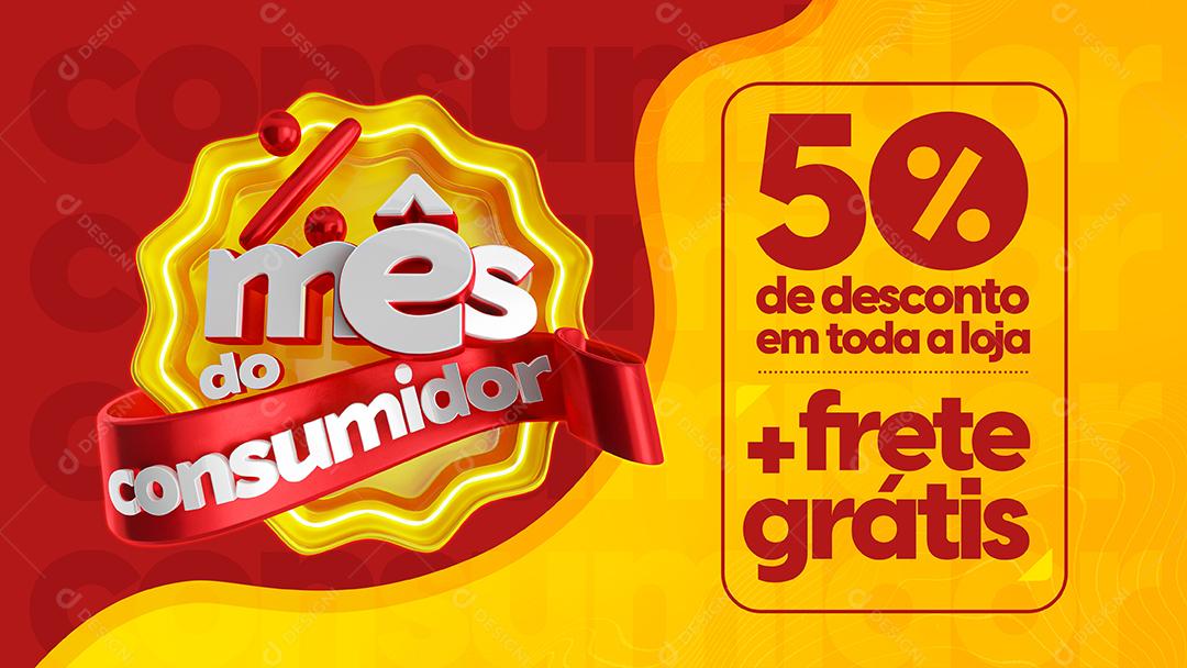 Social Media Banner Mês Do Consumidor 50% De Desconto Lojas PSD Editável