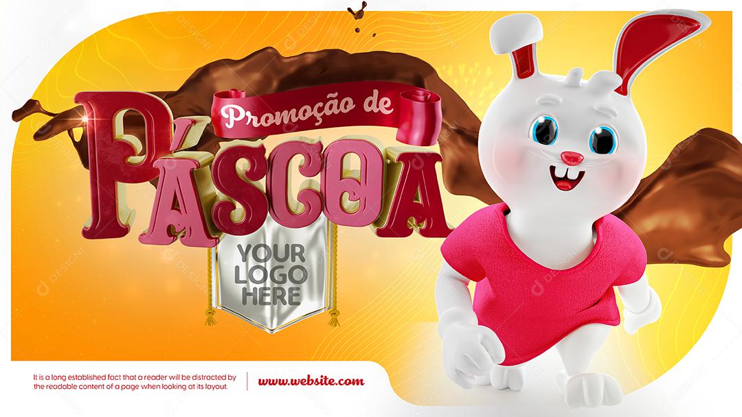Selo 3D Promoção de Páscoa Para Composição PSD