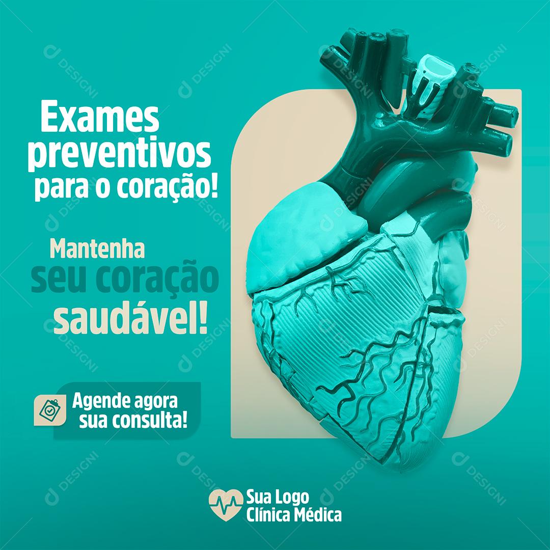 Social Media Exames Preventivos para o Coração Clínica Médica e Laboratório PSD Editável