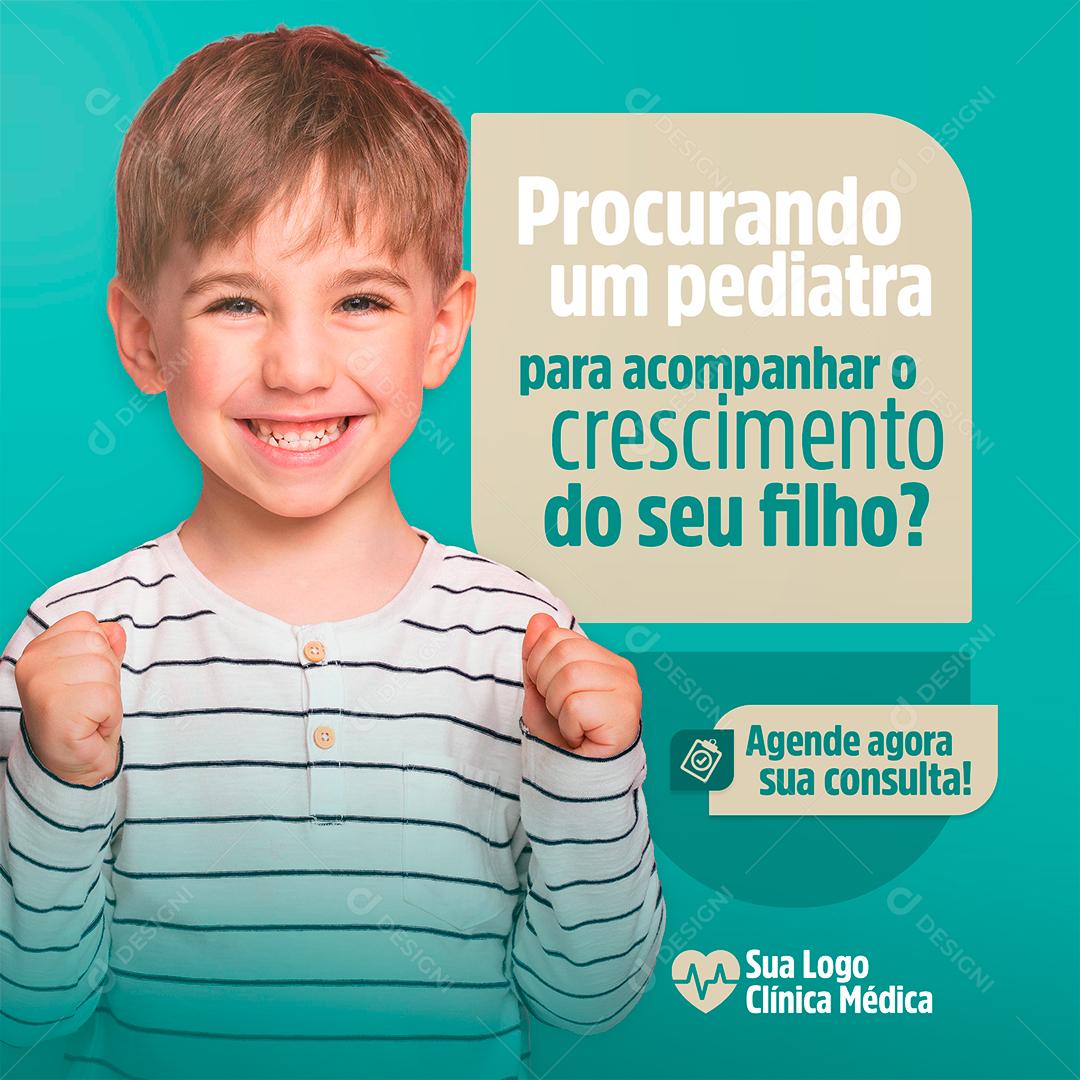 Social Media Procurando um pediatra Clínica Médica e Laboratório PSD Editável