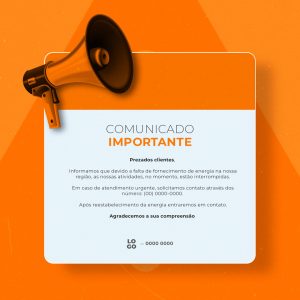 Social Media Comunicado Importante Falta de Fornecimento de Energia PSD Editável