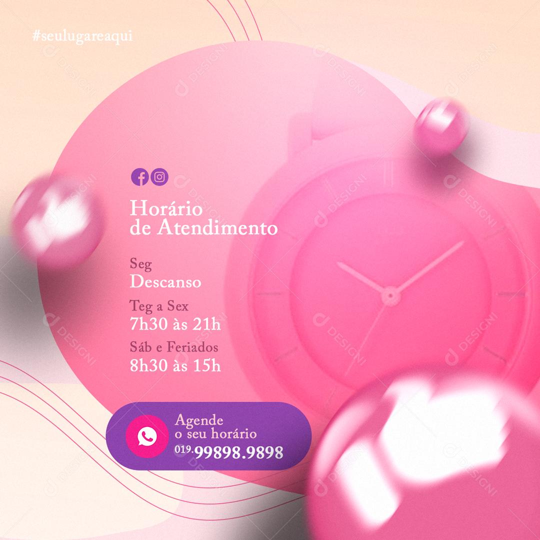 Manicure Horário De Atendimento Social Media PSD Editável