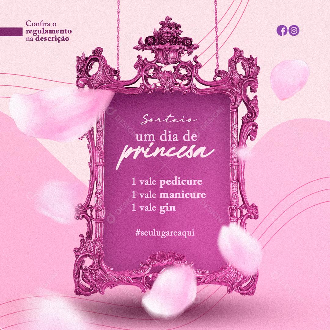 Social Media Sorteio Um Dia De Princessa Manicure PSD Editável