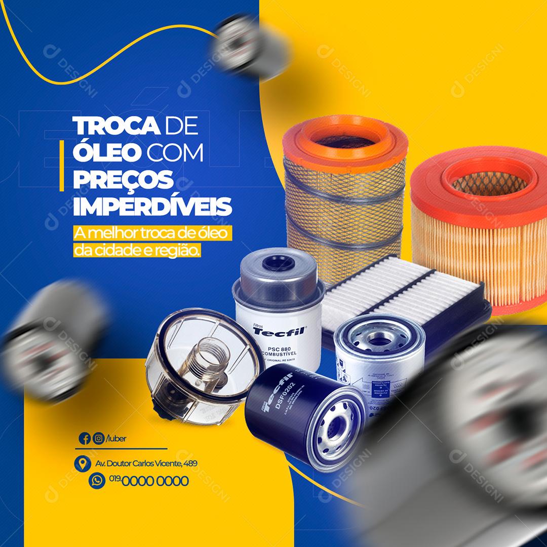 Social Media Ofícina de Lubrificantes Troca de óleo com preços PSD Editável