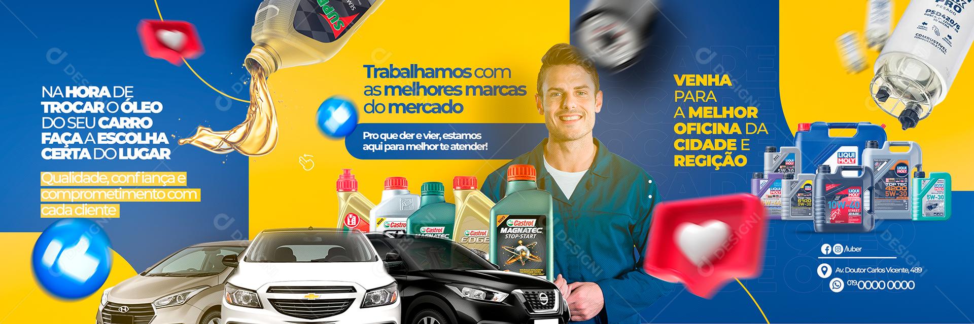 Social Media Ofícina de Lubrificantes Carrossel Trabalhamos nas melhores lojas PSD Editável