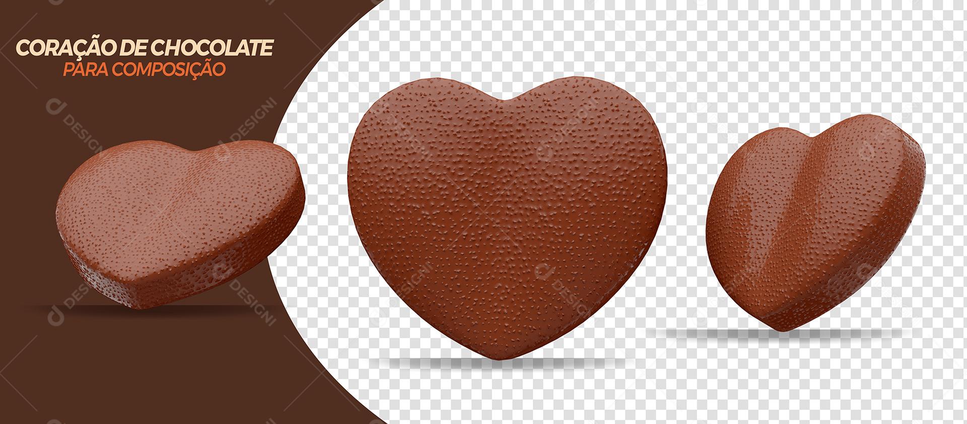 Elemento 3D Coração De Chocolate Para Composição PSD