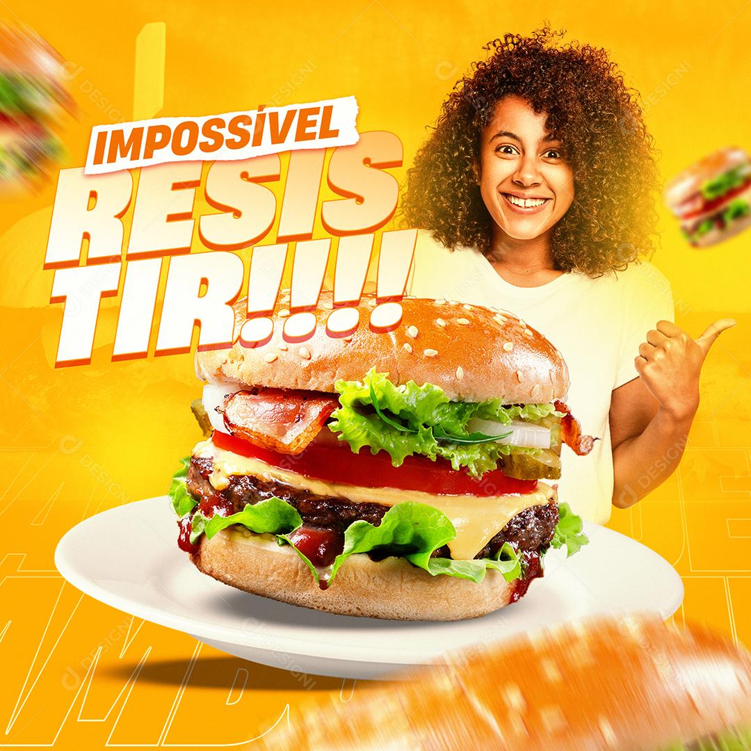 Social Media Impossível resistir Hambúrgueria PSD Editável