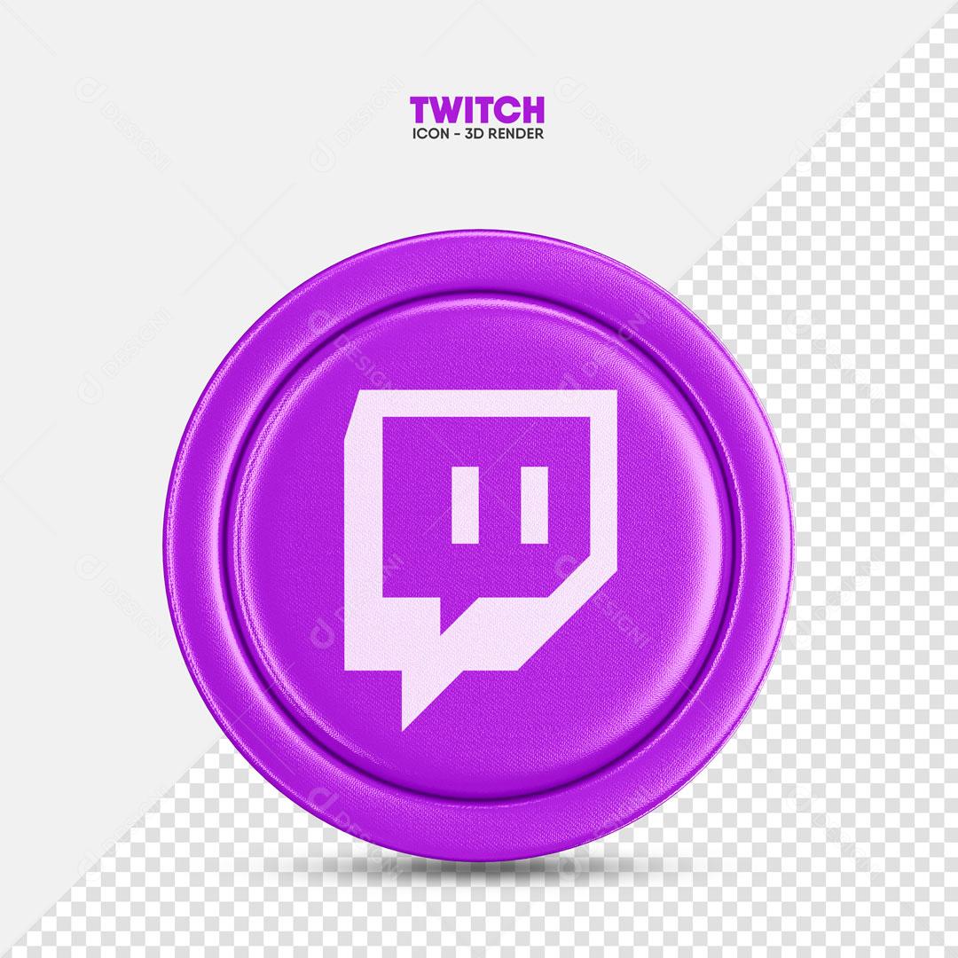 Elemento 3D Para Composição Ícone Twitch PSD Editável