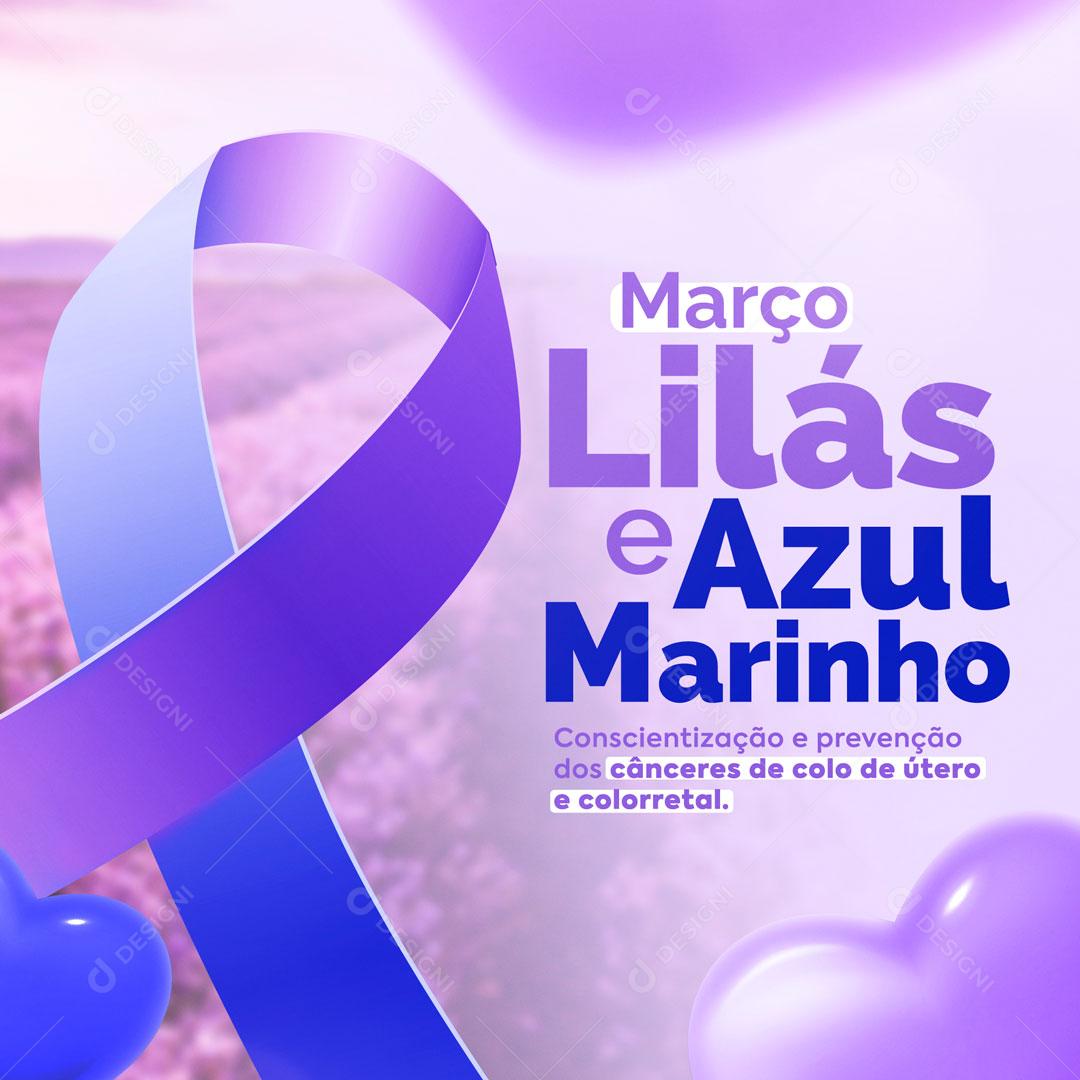Lilás E Azul Marinho Conscientização Do Câncer Câncer De Colo De Útero e Corra lateral