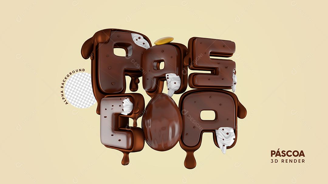 Páscoa Texto 3D Para Composição PSD