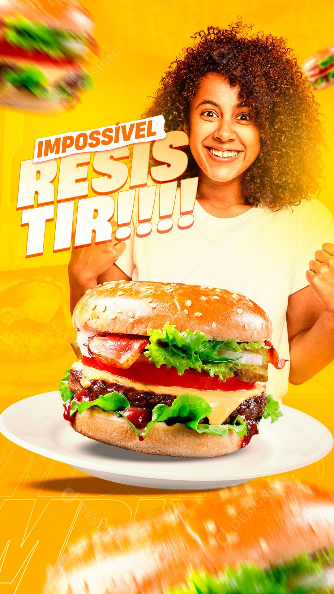 Impossível Resistir Hambúrguer Comida Social Media PSD Editável