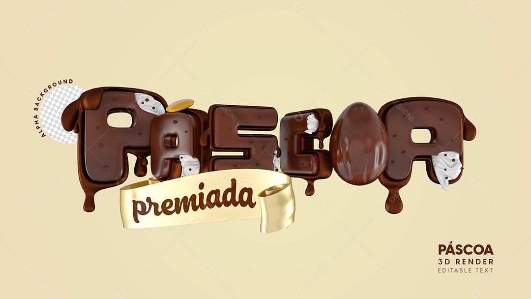 Elemento 3D Páscoa Premiada Para Composição PSD