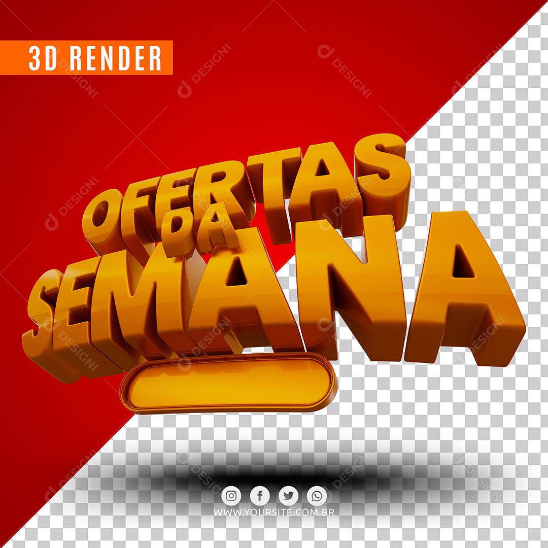 Texto 3D Ofertas Da Semana Amarelo Para Composição PSD