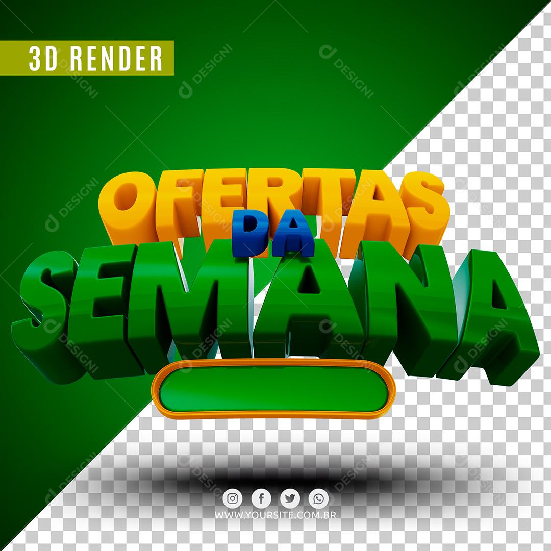 Ofertas Da Semana Amarelo e Verde Texto 3D Para Composição PSD