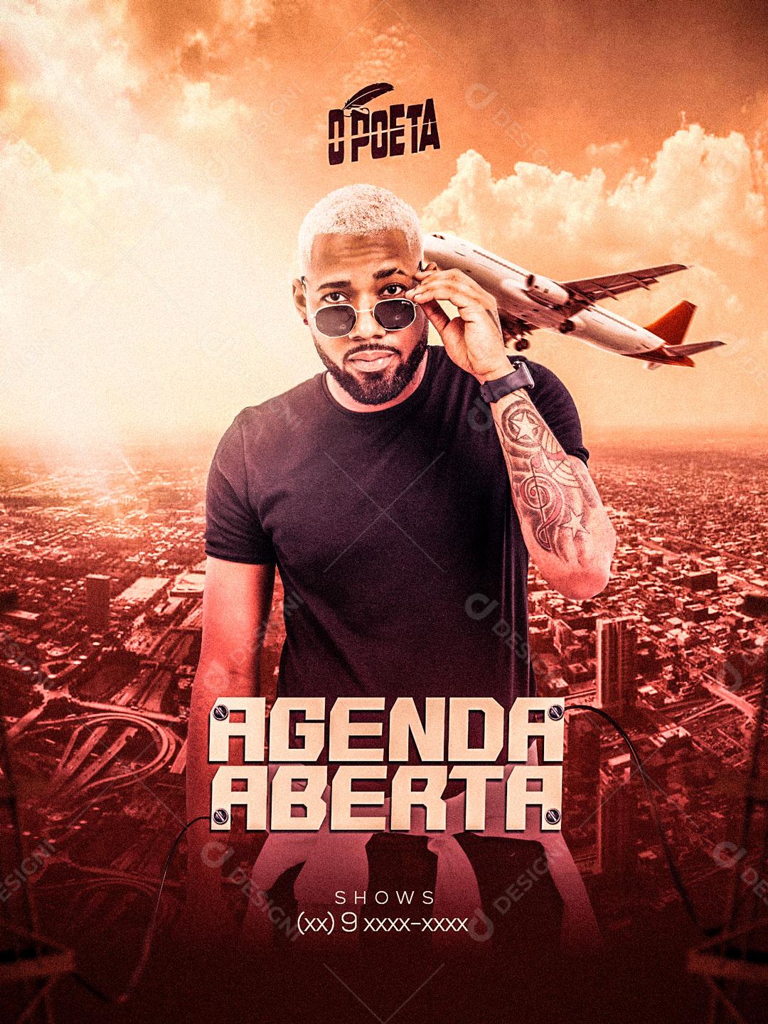 Flyer Agenda Semanal Aberta o Poeta Social Media PSD Editável