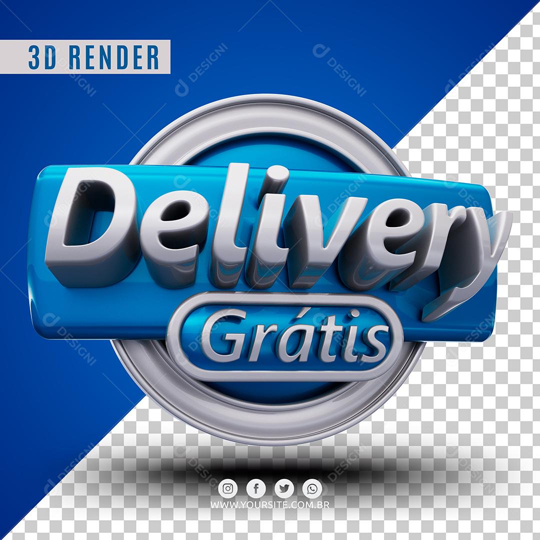 Delivery Grátis Azul Selo 3D Para Composição PSD