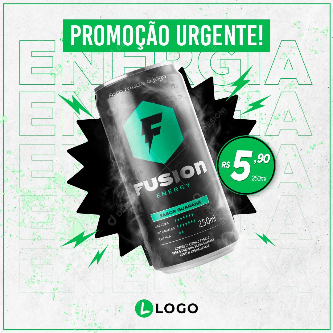 Promoção Urgente Fusion Energético Social Media PSD Editável