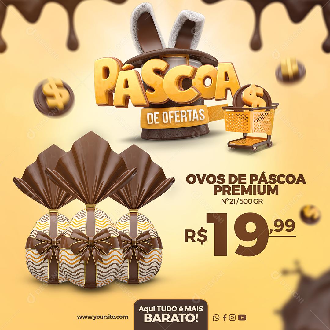 Social Media Páscoa De Ofertas Ovos De Páscoa Premium PSD Editável