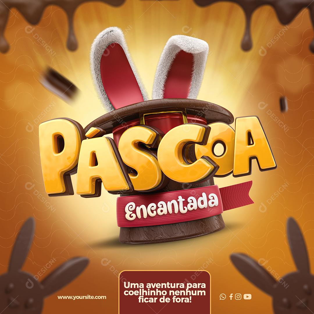 Social Media Páscoa Encantada Uma Aventura PSD Editável