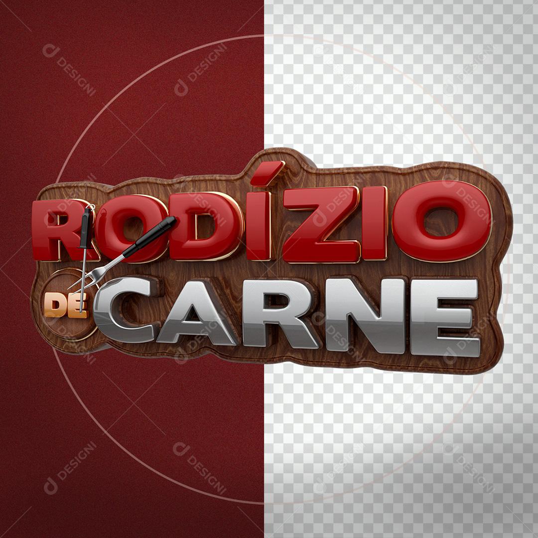Selo 3D Rodízio De Carne Para Composição PSD