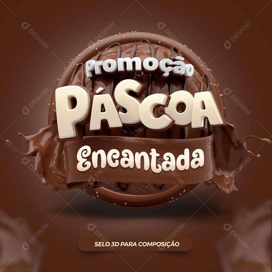 Selo 3D Promoção Páscoa Encantada Para Composição PSD