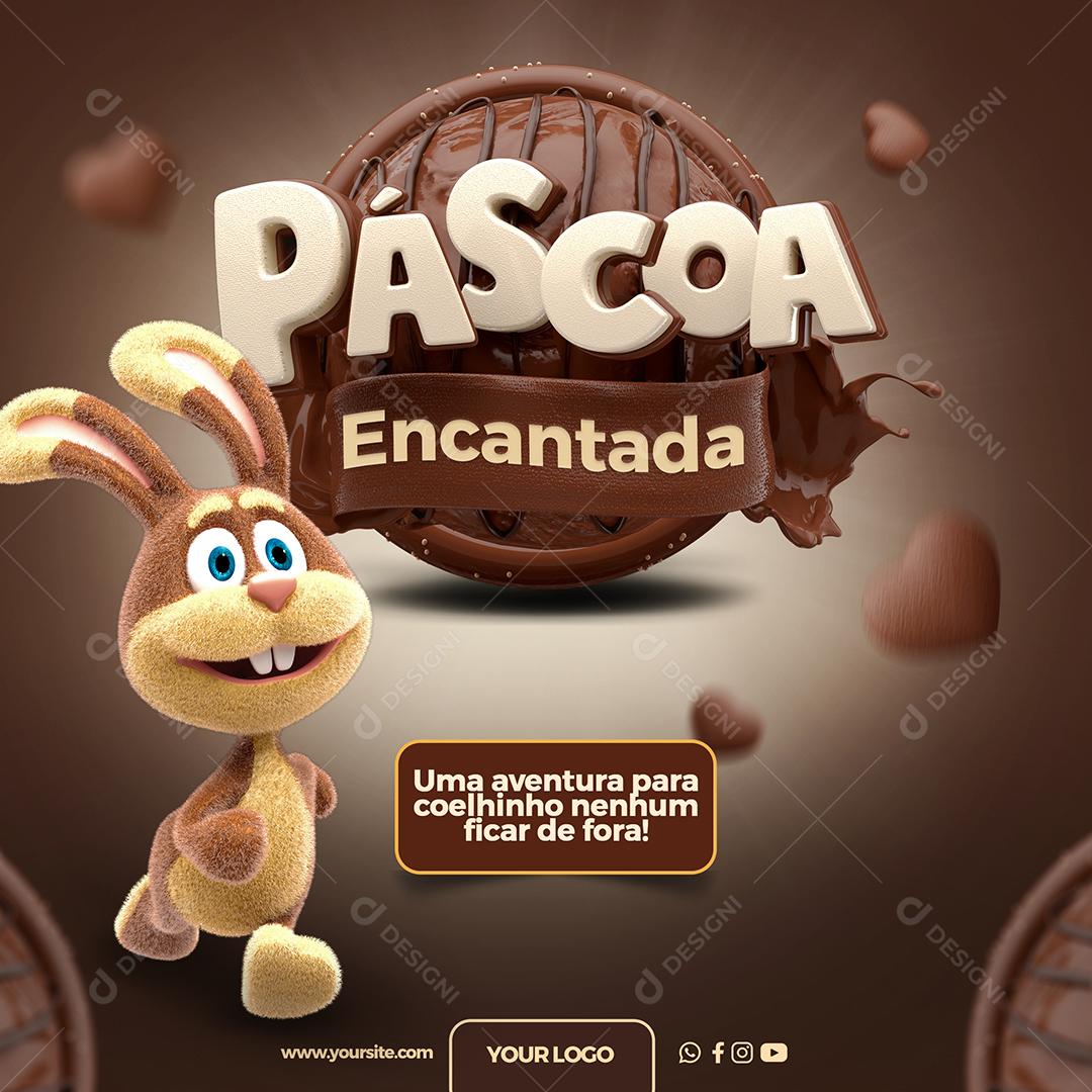 Social Media Páscoa Encantada Uma Aventura Para Coelhinho PSD Editável