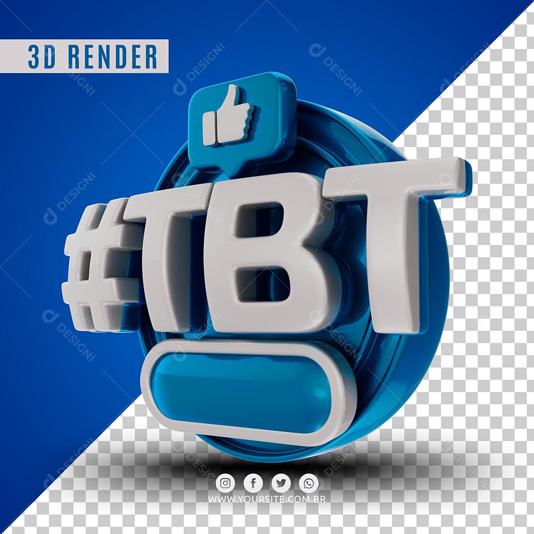 Selo 3D TBT Azul Para Composição PSD
