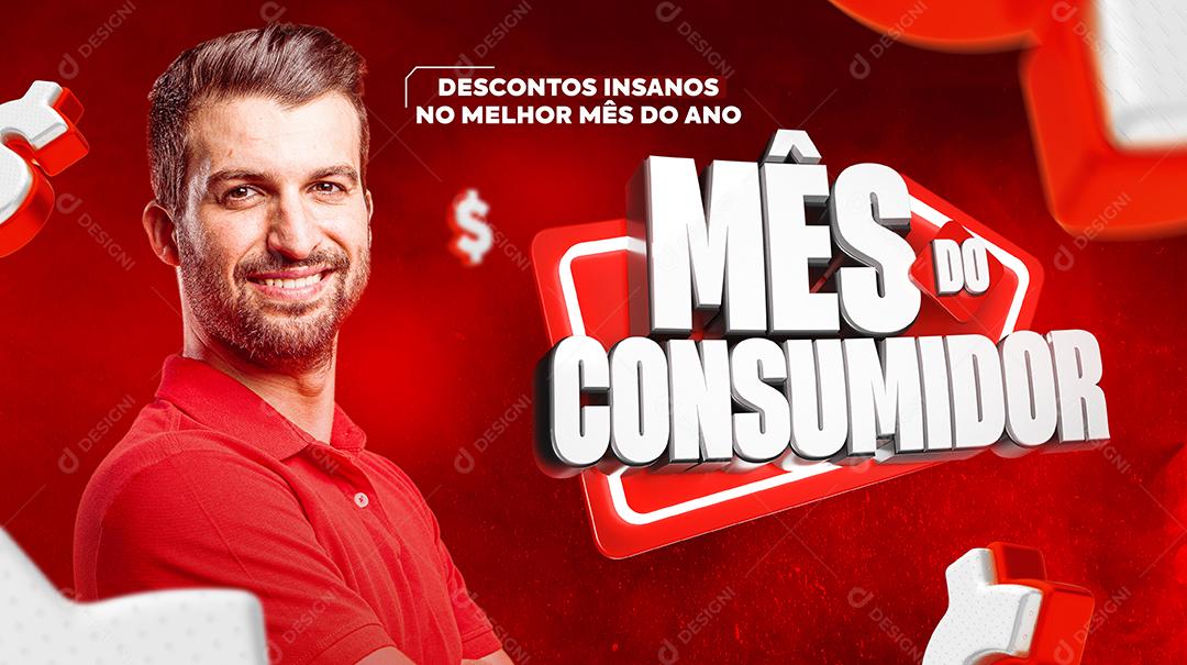 Social Media Banner Mês Do Consumidor Descontos Insanos Lojas PSD Editável