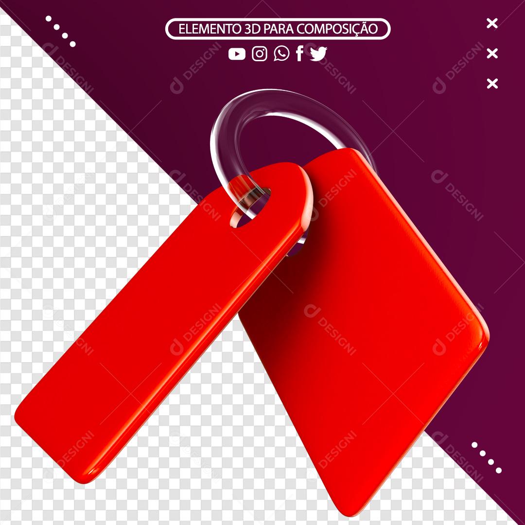 Elemento 3D Etiqueta Vermelha Para Composição PNG Transparente Sem Fundo