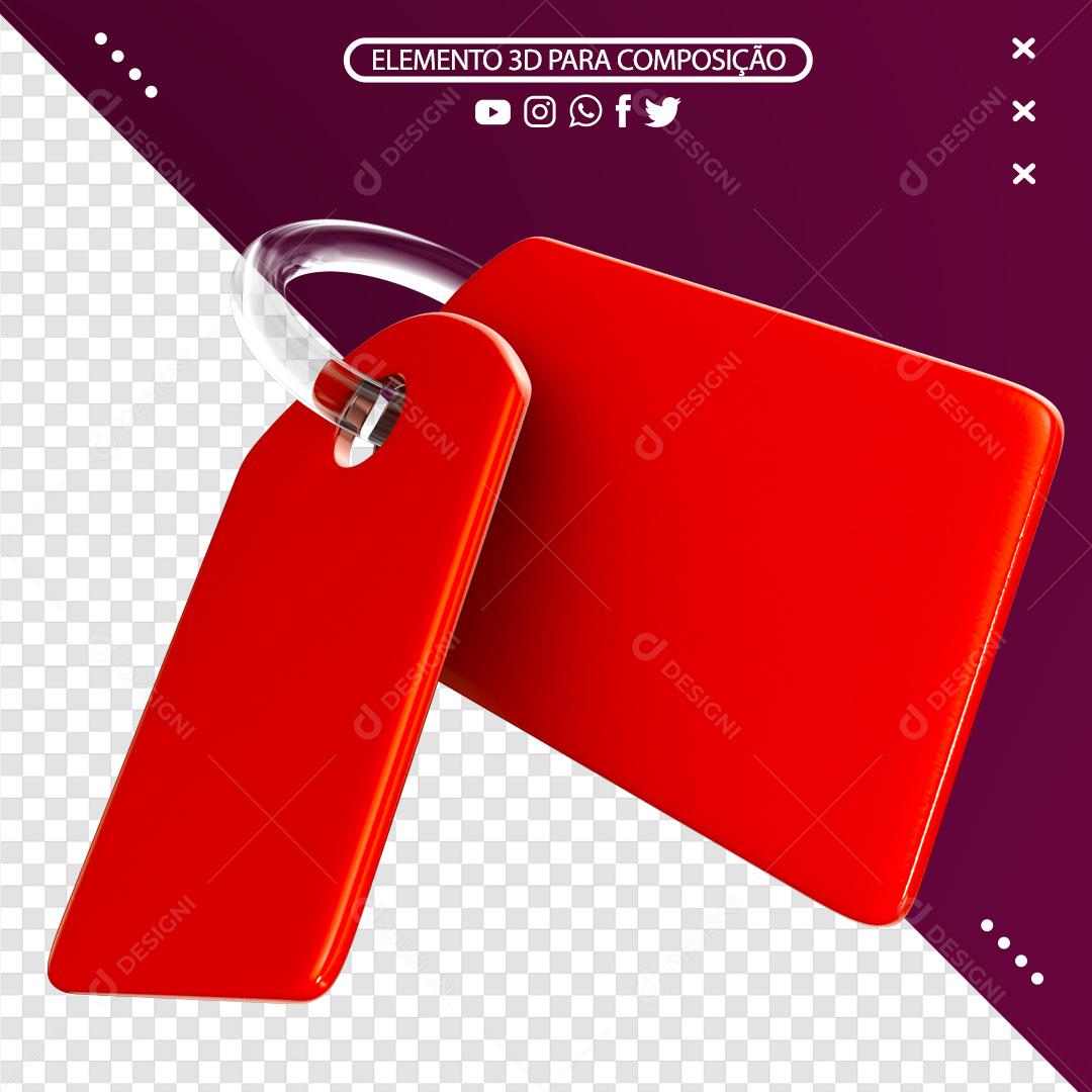 Elemento 3D Etiqueta Vermelha Para Composição PNG Transparente Sem Fundo