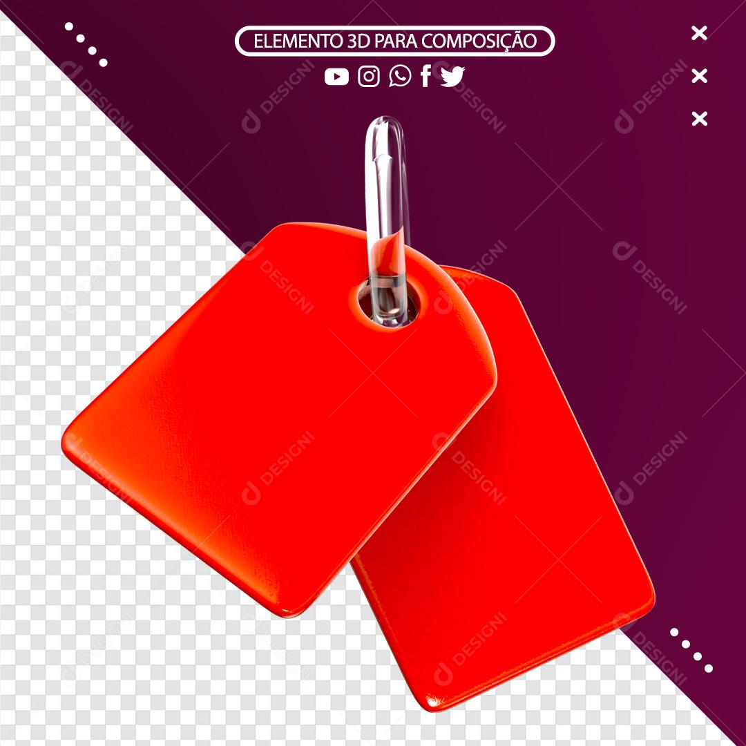Elemento 3D Etiqueta Para Composição PNG Transparente Sem Fundo