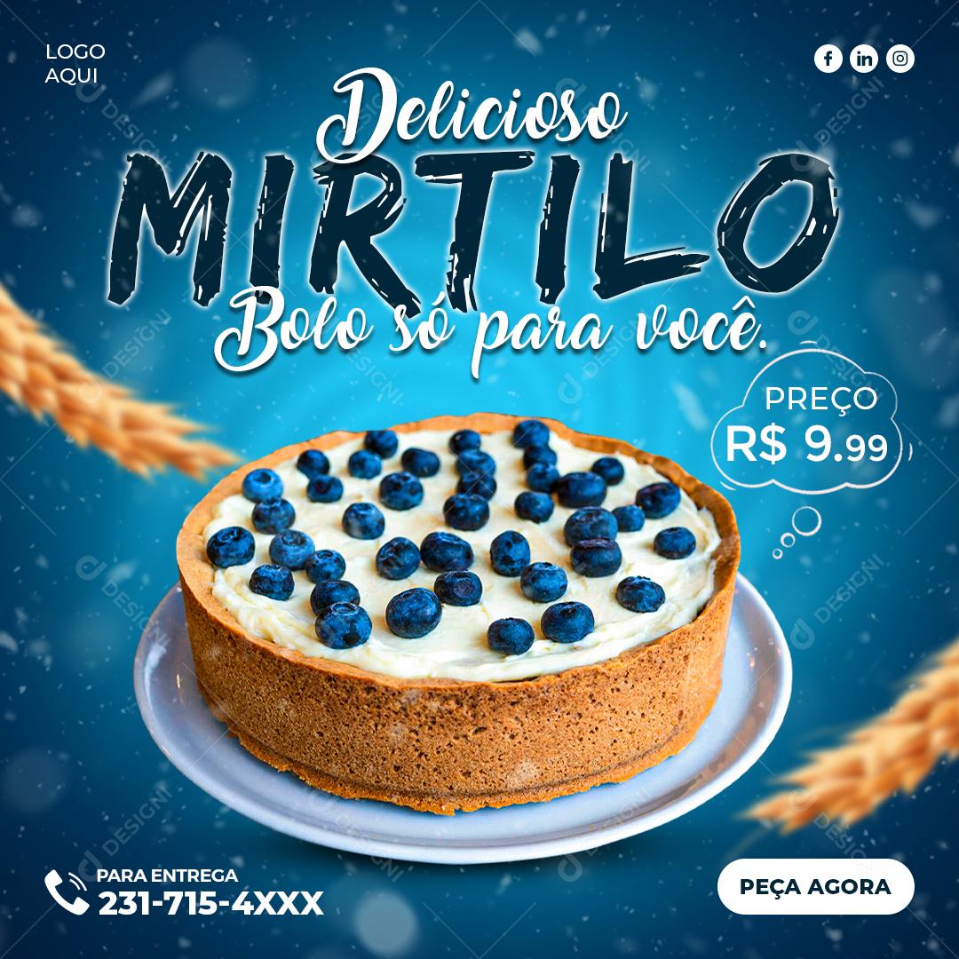 Social Media Delicioso  Mirtilo Bolo Só Para Você PSD Editável